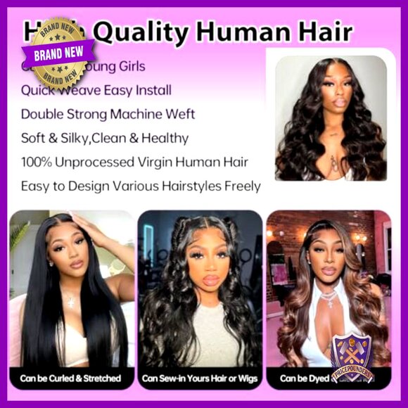 Brazilian Virgin Human Hair Bundles 22-26 Inch Body Wave Quick Weave main image 5